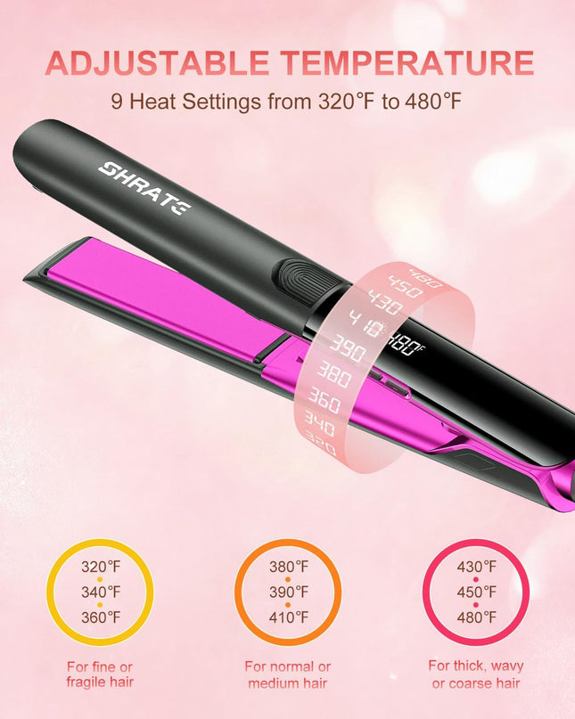 SHRATE Flat Iron Hair Straightener | 2 in 1 Flat Iron and Curler | 1.2 Inch
