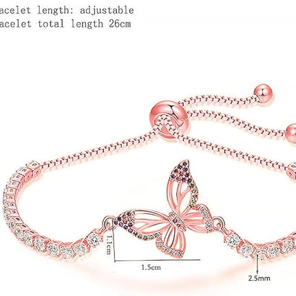 Gifts, Tennis Butterfly Bracelet Sparkling Cubic Zirconia Bracelet ,Gifts for Women Mom Wife