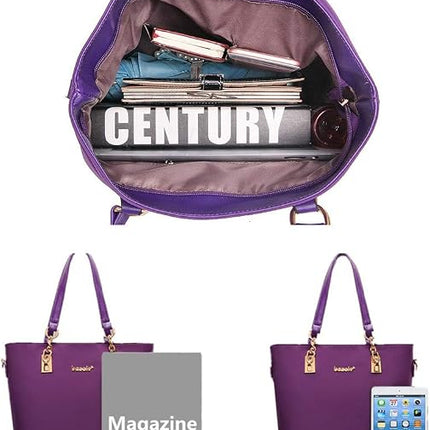 Nylon 6 PCS Women Shoulder Bag Top-Handle Handbag Tote Purse Wallet Key Case Set