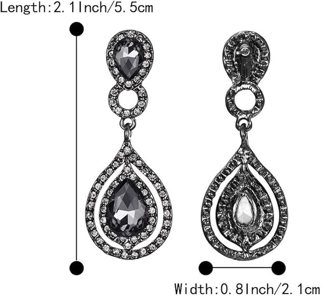 BriLove Women's Wedding Bridal Crystal Teardrop Infinity Chandelier Dangle Earrings