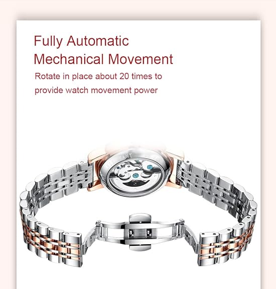 Reginald Watches for Women Fashion Casual Dress Watch Waterproof Butterfly Skeleton Dial Automatic Mechanical Watch