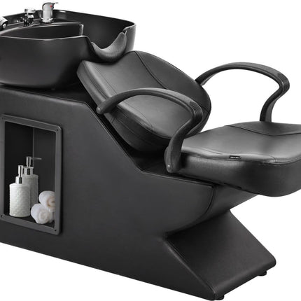 Seogwisam Shampoo Bowl and Chair Set for Salon | PU Leather | ABS Bowl Sink Basin | Built-in Storage Box | High-Density Sponge | Ergonomic Design | Soft...