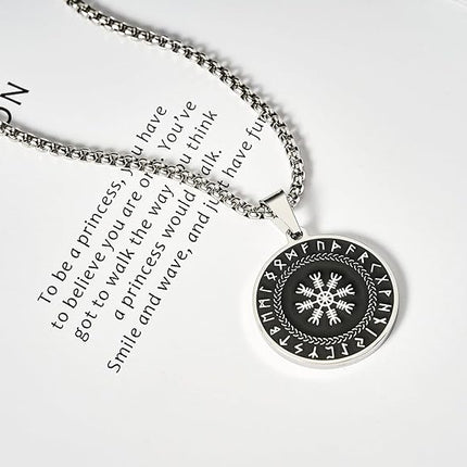 JINGMARUO Nordic Viking Rune Necklace Love Protection Strenght Courage Health Good Luck Viking Symbol Pendant Stainless Steel Viking Jewelry