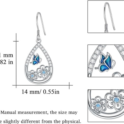 Butterfly/Mushroom/Bee Earrings S925 Sterling Silver Flower/Ladybug Dangle Drop Earrings Faith Cross Stud Earrings Jewelry Gifts for Women Teen Girls