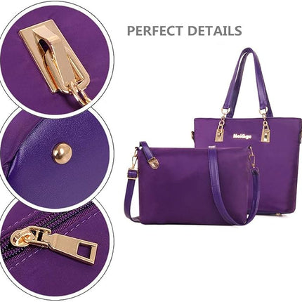Nylon 6 PCS Women Shoulder Bag Top-Handle Handbag Tote Purse Wallet Key Case Set