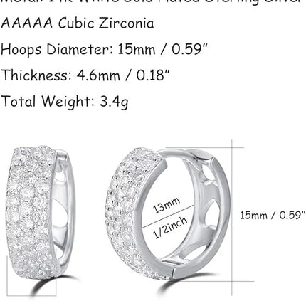 Carleen 14K Gold Plated Sterling Silver Hoop Earrings Pave Set Stunning Cubic Zirconia CZ Simulated Diamond Small Thick Sparkle Silver Hoop Earrings Fine Jewelry