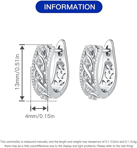 CYCUFF 925 Sterling Silver Hoop Earrings Colorful Cubic Zirconia Jewelry Earrings for Women Set Earring Gifts for Her