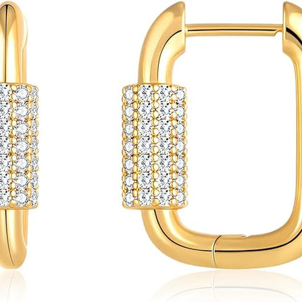 14K Gold Hoop Earrings for Women Hypoallergenic Chunky Hoop Earrings Lightweight Gold Plated
