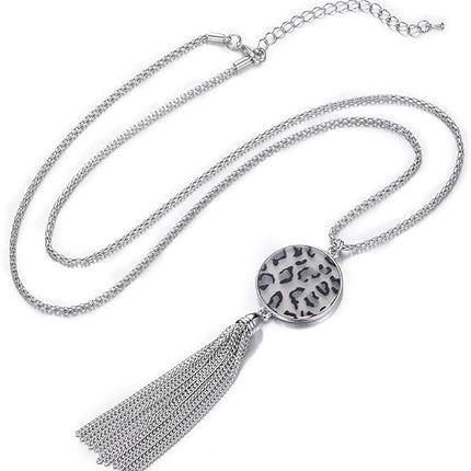 Long Tassel Pendant Necklaces For Women - Faux Pearl Necklace with Silver Chain, Fashion Jewelry For Lady