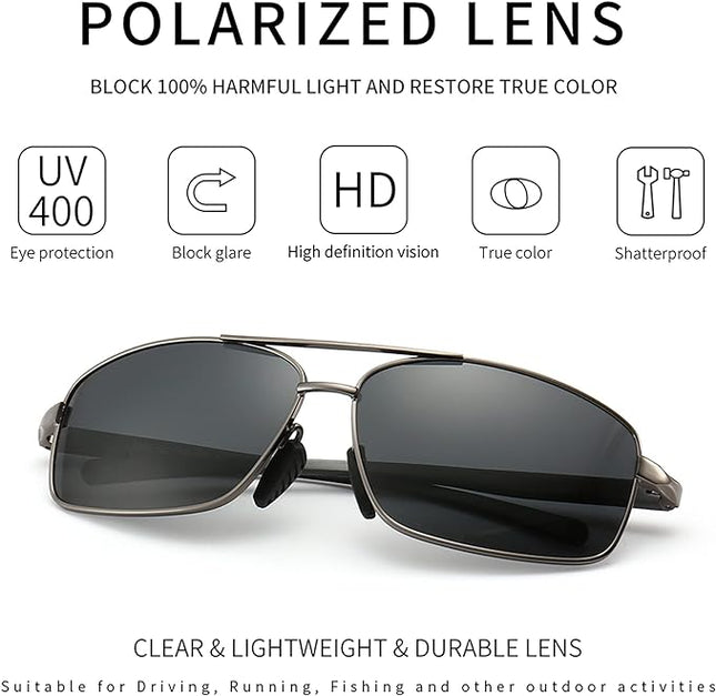 SUNGAIT Ultra Lightweight Rectangular Polarized Sunglasses UV400 Protection