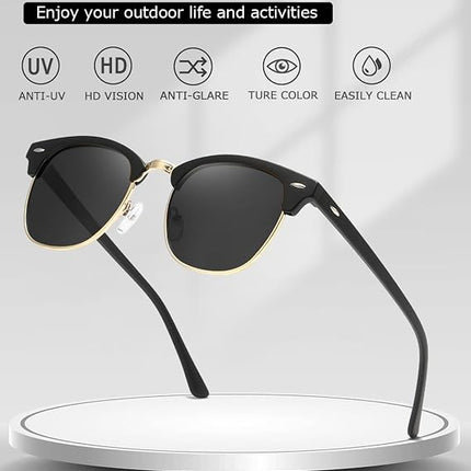 AEVOGUE Polarized Sunglasses For Women And Men Semi Rimless Frame Retro Sun Glasses AE0369