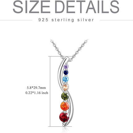 925 Sterling Silver Chakra Necklace Tree of Life Pendant Chakra Necklaces Healing Crystals Pendant Jewelry Gifts for Women