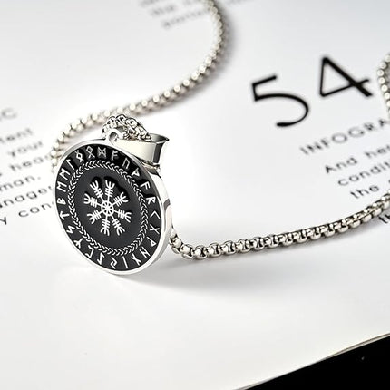 JINGMARUO Nordic Viking Rune Necklace Love Protection Strenght Courage Health Good Luck Viking Symbol Pendant Stainless Steel Viking Jewelry