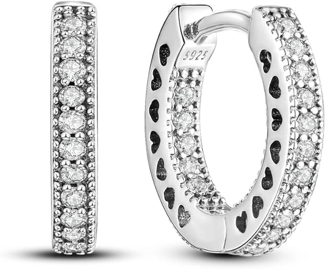 925 Sterling Silver Hoops Asymmetrical Heart Earrings Silver Hoop Earrings for Women