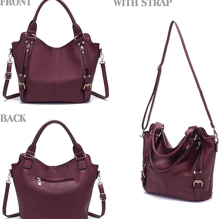 Soperwillton Purses for Women Large Shoulder Handbag Tote PU Leather Hobo Crossbody Bag Ladies Wallet Set 4pcs