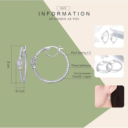 BISAER Gold Hoop Earrings for Women Large 14K White Gold Plated Huggie Earrings Cubic Zirconia Huggie Hoop Earring Cartilage Piercing Earrings Ear Cuff for Women