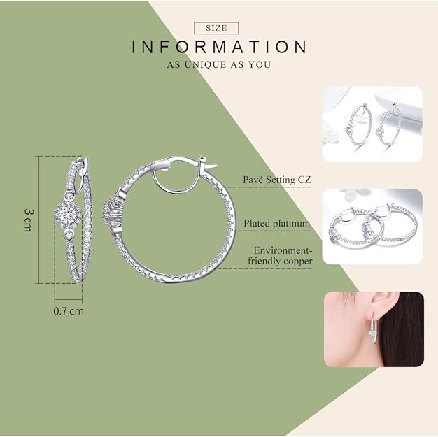 BISAER Gold Hoop Earrings for Women Large 14K White Gold Plated Huggie Earrings Cubic Zirconia Huggie Hoop Earring Cartilage Piercing Earrings Ear Cuff for Women