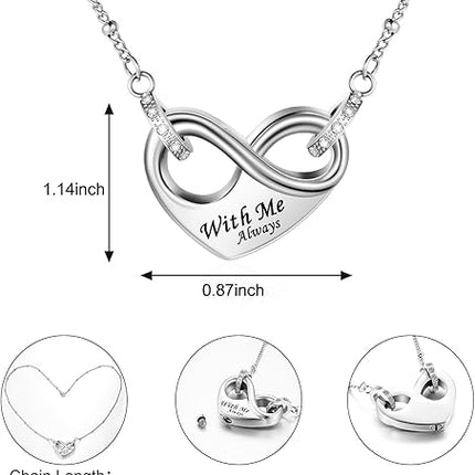 Dletay Infinity Cremation Urn Necklace for Ashes Heart Ash Necklace for Women Memorial Cremation Jewelry Ash Holder