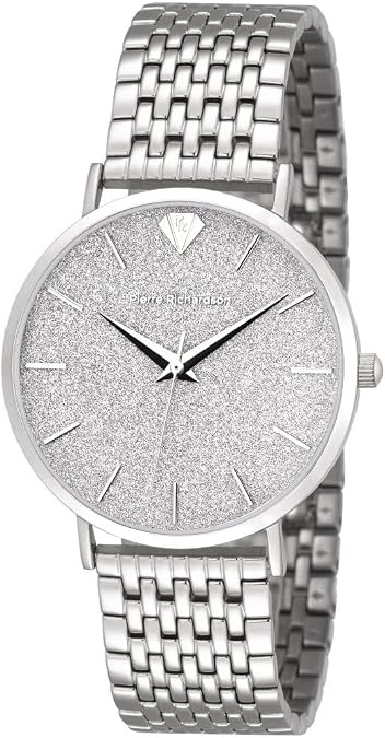 PIERRE RICHARDSON PR3912 Women’s Luxury Watch – Silver Stainless Steel Japanese Quartz Watch, 36mm, 5ATM Water Resistant, Scratch-Resistant Sapphire Crtystal Glass, Reloj para Mujer