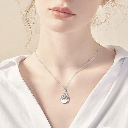 925 Sterling Silver Teardrop Urn Necklace for Ashes Birthstone Heart CZ Memorial Keepsake Pendant Jewelry for Women