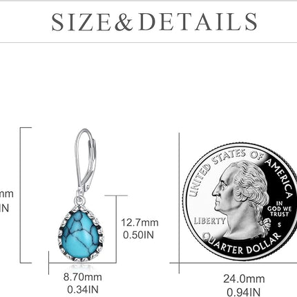 Moonstone/Larimar/Turquoise/Labradorite/Jade/Malachite Teardrop Earrings Sterling Silver Cage Filigree Dangle Drop Earrings for Women