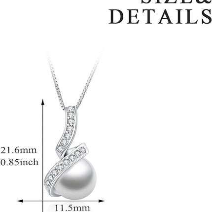 YFN Sterling Silver Pearl Pendant Necklace Elegant Jewelry Gifts for Women Girls