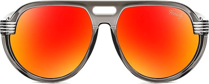 FEISEDY Steampunk with Side Shields Aviator Sunglasses for Men Women 80s Retro Flat Top Oversized Polarized Shades B0096