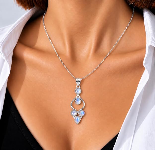 Multi Shapes Gemstone Silver Overlay Handmade Pendant Necklace