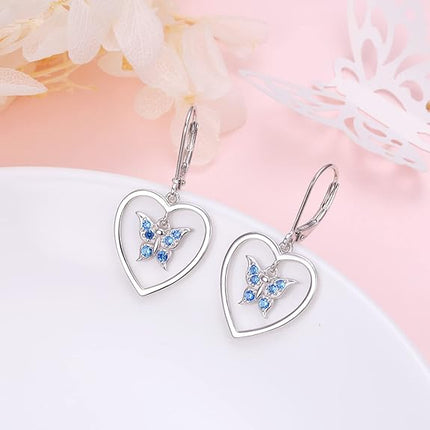 Mothers Day Gifts S925 Sterling Silver Heart Dangle Drop Stud Earrings for Women Girl Mom Sister Friend Jewelry