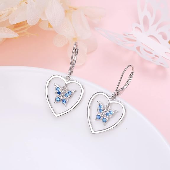 Mothers Day Gifts S925 Sterling Silver Heart Dangle Drop Stud Earrings for Women Girl Mom Sister Friend Jewelry