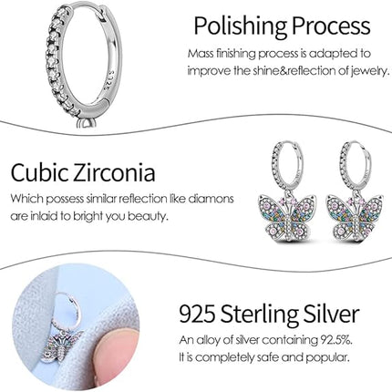 Tinslo 925 Sterling Silver Women Earrings, Sparkling Star and Moon Earrings, Various Hypoallergenic Earrings, Best Gift for Women