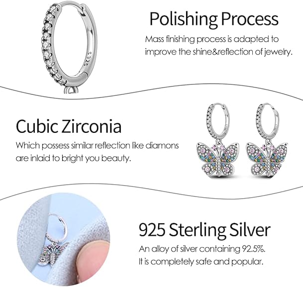 Tinslo 925 Sterling Silver Women Earrings, Sparkling Star and Moon Earrings, Various Hypoallergenic Earrings, Best Gift for Women
