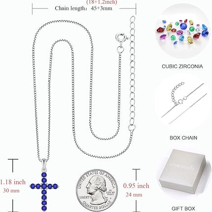 STARCHENIE Cross Necklace Sterling Silver Crucifix Pendant Gemstones Jewelry for Women