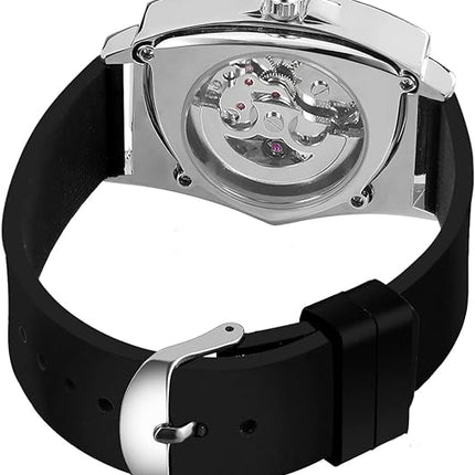 FORSINING New Men Waterproof Skeleton Triangular Mechanical Wrist Watch with Silicone Strap