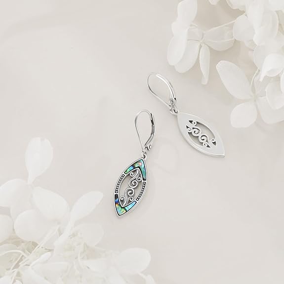 Abalone Shell Dangle Drop Earrings for Women 925 Sterling Silver Filigree Bohemian Earrings Jewelry Gift