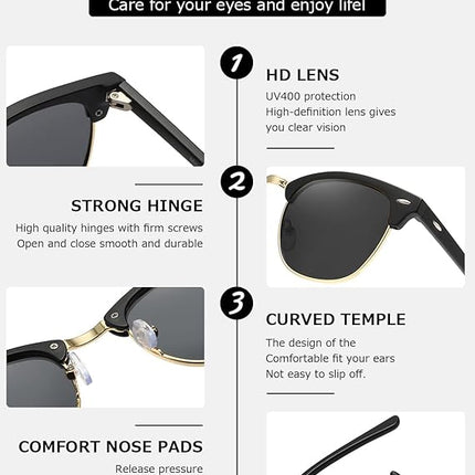 AEVOGUE Polarized Sunglasses For Women And Men Semi Rimless Frame Retro Sun Glasses AE0369