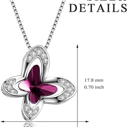 AOBOCO Sterling Silver Butterfly Pendant Necklace Embellished with Crystals from Austria, Dreamy Morpho Helena Butterfly Gifts for Butterfly Lovers, Fine Jewelry Gifts for Women
