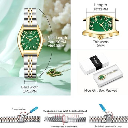 Barrel-Shaped Watch for Women with Easy Read Arabic Numerals Ladies Dress Watch