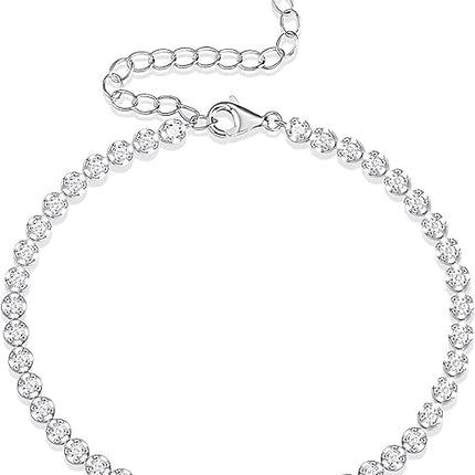 Moissanite Bracelet,S925 Sterling Silver White Gold Plated Tennis Bracelets for Women Jewelry Wedding-mothers day gifts