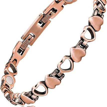 Magnetic Bracelet For Women Magnetic Copper Bracelet With 3 More Smarter Clasps Love Heart