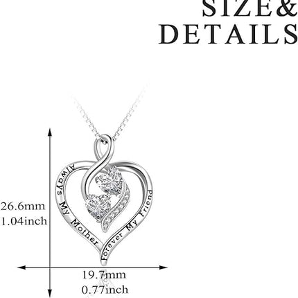 Mom Necklace for Women Sterling Silver mother daughter necklace Mothers Day Birthday Jewelry Gifts for Mother Grandma 18"