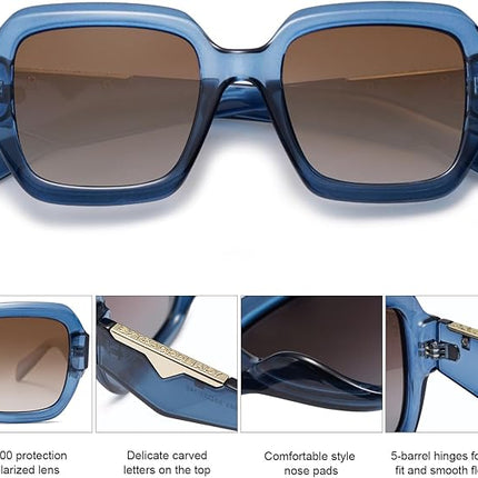 SOJOS Trendy Square Polarized Sunglasses for Womens ,Retro Polygon Plastic Frame Designer Inspired Sun Glasses SJ2310