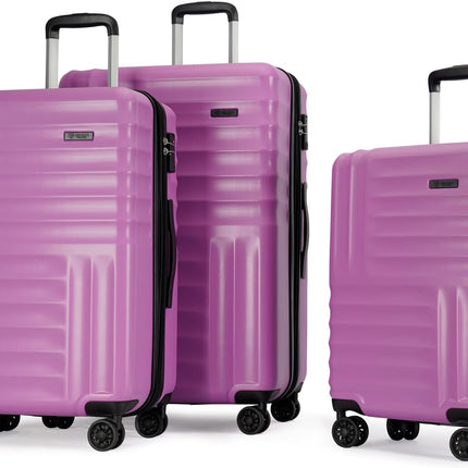 GinzaTravel 3-Piece Luggage Sets Expandable Suitcases with 4 Wheels PC+ABS Durable Hardside Luggage sets TSA lock (Purple, 3-Piece Set(20"/25"/29"))