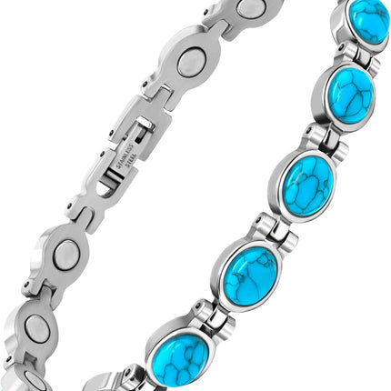 Magnetic Bracelet for Women, 8 Colors, Natural Stone Stainless Steel