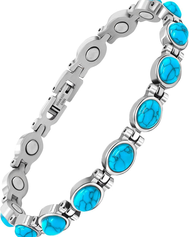 Magnetic Bracelet for Women, 8 Colors, Natural Stone Stainless Steel