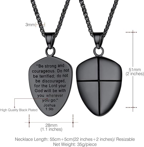U7 Bible Verse Necklace for Men Women, Armor of God Necklace, Dog Tags Pendant Stainless Steel Inspirational Necklaces for Teens