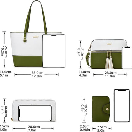 Women Fashion Handbags Wallet Tote Bag Shoulder Bag Top Handle Satchel Purse Set 4pcs