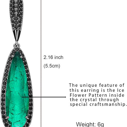 Crystal Teardrop Dangle Earrings for Women Vintage Emerald green drop Earrings for Women Girls Mom Wife Prom