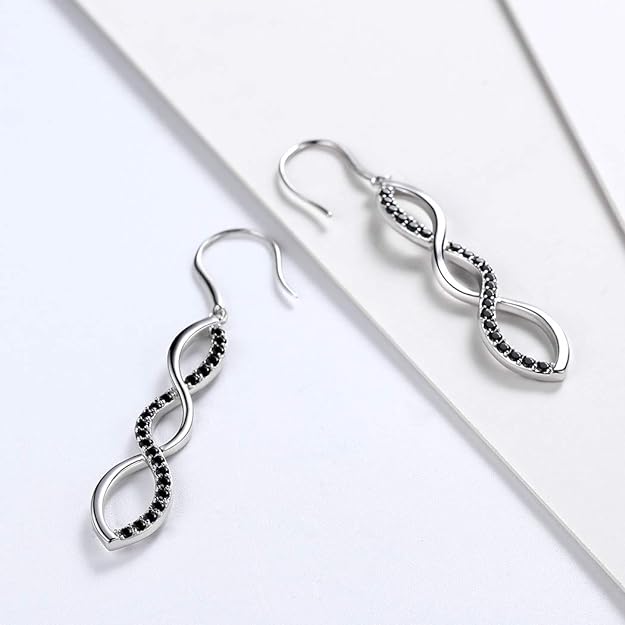 Aurora Tears 925 Sterling Silver Infinity Dangle Earrings Women Crystal Drop Earrings AAA+ Cubic Zirconia Hook Earrings Girls Dating Jewelry DE0062