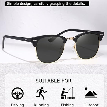 AEVOGUE Polarized Sunglasses For Women And Men Semi Rimless Frame Retro Sun Glasses AE0369